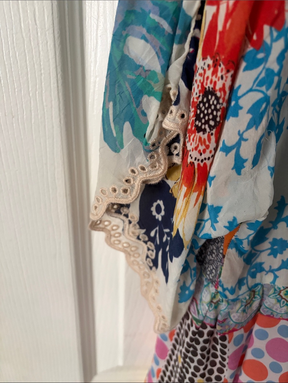 Johnny Was Multicolor Patchwork Boho Blouse - Blue, Pink, Yellow, Red - Picture 3 of 5